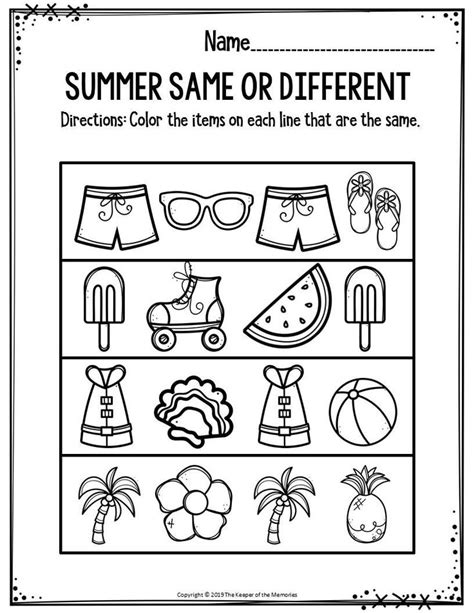 Free Printable Summer Worksheets For Kids