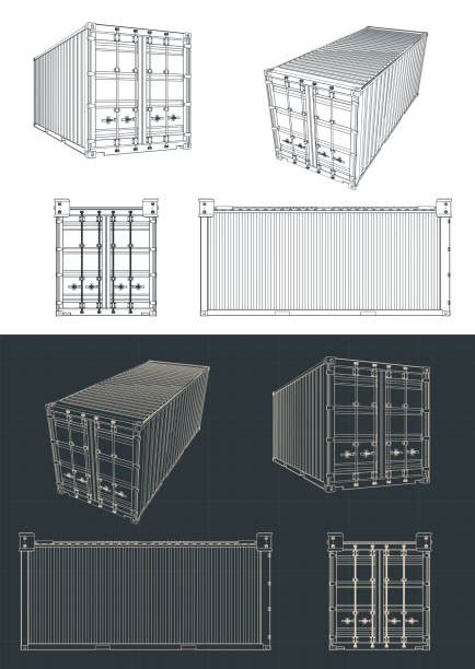 12600 Shipping Container Drawings Stock Illustrations Royalty Free