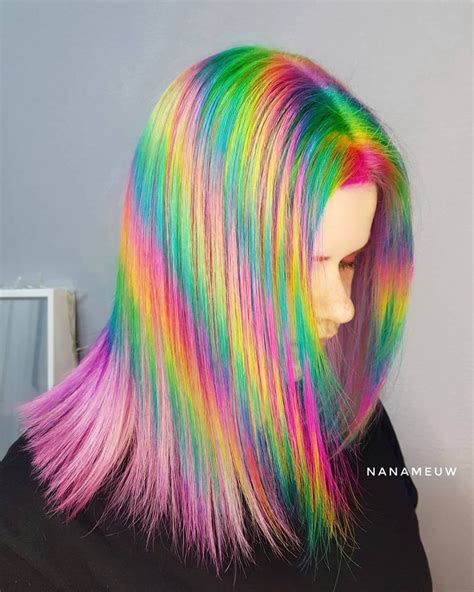 Neon Prism Dazzling Diagonal Rainbow Hair By Nanameuw Try Our