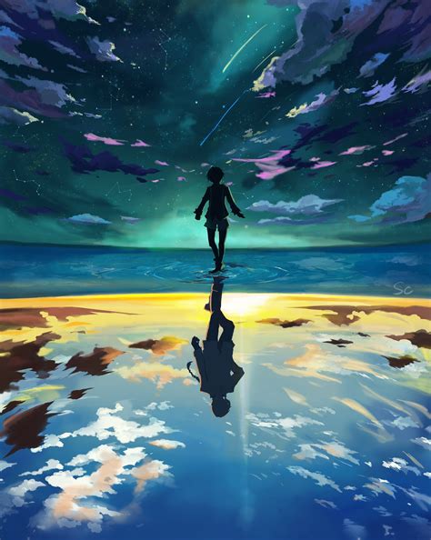 Sky Reflection Anime Wallpapers Wallpaper Cave