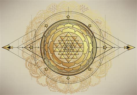 Photo Sri Yantra Symbol Of Formed By Nine Interlocking Triangles That