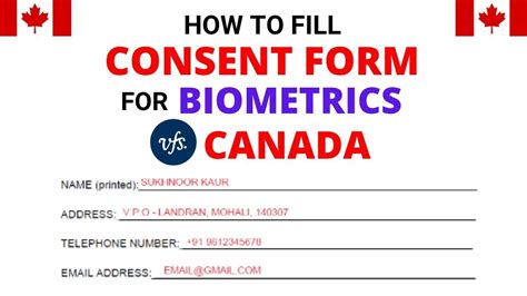 How To Fill CONSENT FORM For BIOMETRIC APPOINTMENT VFS Canada