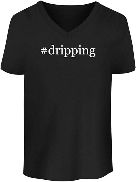 Dripping Mens Soft And Comfortable Hashtag V Neck T Shirt Black Medium Clothing