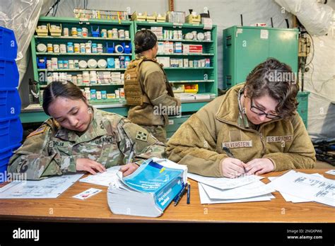 U.S Army and Air Force students prepare inpatient medication orders