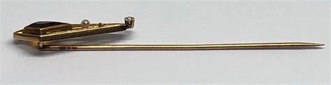 14k Gold Hat Pin Gold Pearl Stick Pin Etsy