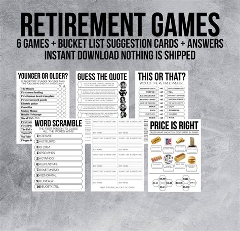 Have all participants pour a. Printable Retirement Party Games, Price is Right, This or ...