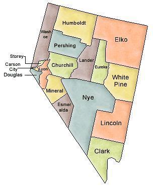 Nevada was admitted to the union on october 31, 1864 with eleven counties. Map of Nevada and County Map