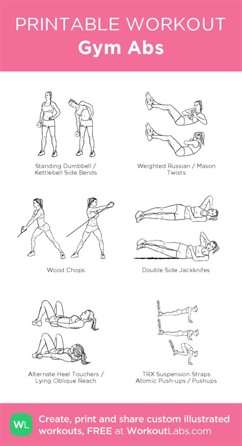 Gym Abs Illustrated Exercise Plan Created At Click