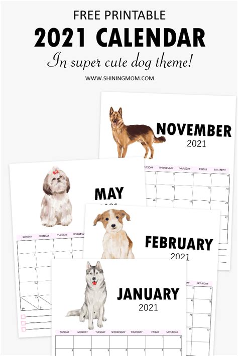These dates may be modified as official changes are announced, so please check back regularly for updates. 2021 Calendar Printable in Cute Dog Theme for FREE!