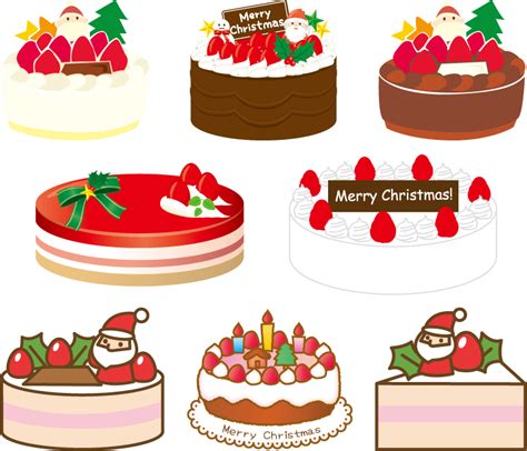 フリーイラスト 8種類のクリスマスケーキのセットでアハ体験 Gahag 著作権フリー写真・イラスト素材集 Gahag 著作