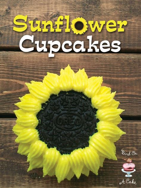 Sunflower pre cut edible cupcake topper, oreo topper. Bird On A Cake: Sunflower Cupcakes made with Oreo Cookies