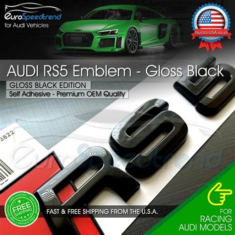 Audi Rs5 Gloss Black Emblem 3d Badge Rear Trunk Tailgate For Etsy