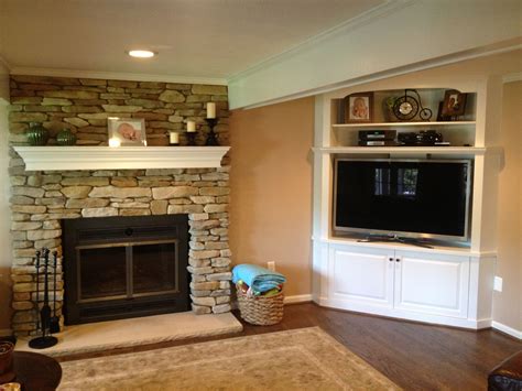Refaced Fireplace With Custom Built Entertainment Center Custom