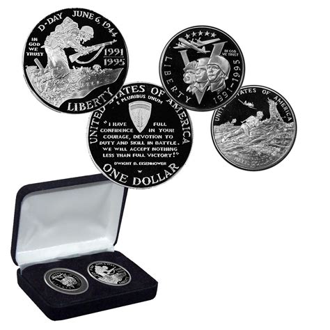 1993 Wwii 50th Anniversary Silver Dollar And Half Dollar Proof Set