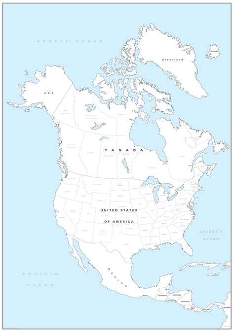 North America Colouring Map Big Map