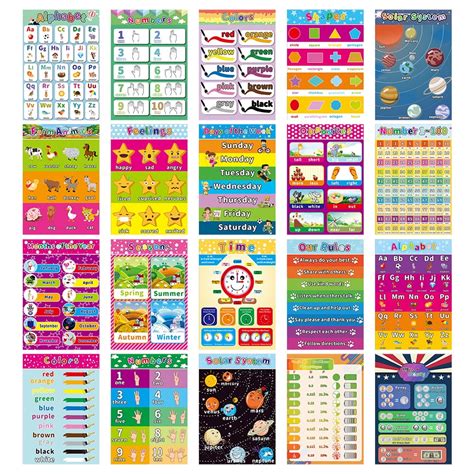 Topaty 20 Educational Posters Preschool Posters For Toddlers Kids