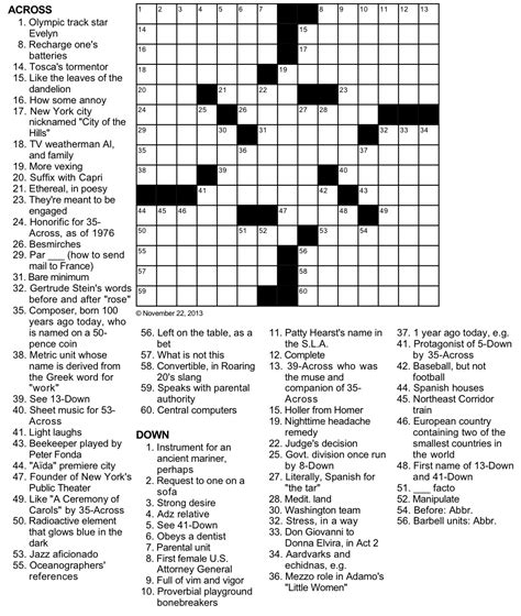 Music Theory Crossword Puzzle Answers Crossword Puzzles With Answers