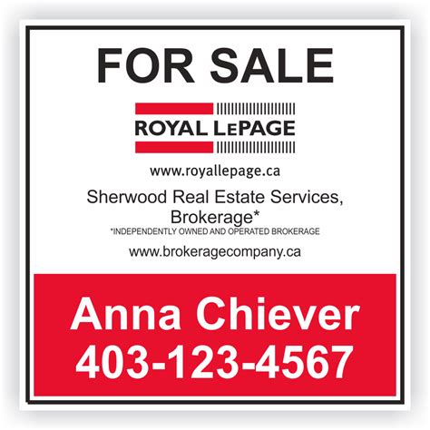 Royal LePage For Sale Sign (White top) 24″w x 24″h - Studio 4 Signs