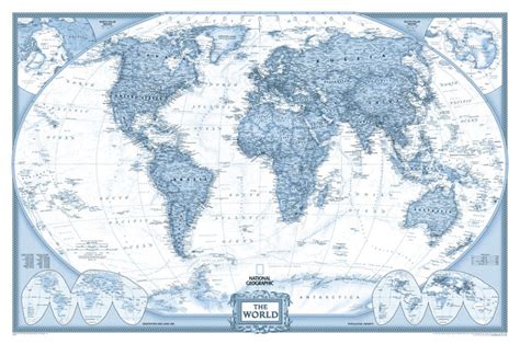 Buy Blue World Map Canvas Wall Art Print Cheap Map Artwork Australia