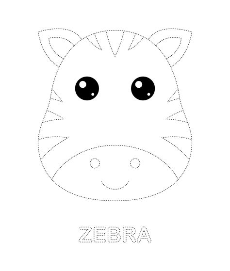 Zebra Tracing Worksheet For Kids 8457265 Vector Art At Vecteezy