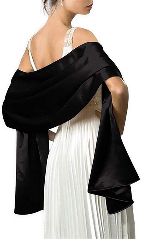 Satin Shawls And Wraps For Evening Dresses Bridal Party Special Occasion By Lansitina Black 95