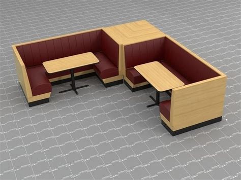 Food Service Seating One Half Circle Booth Set For Restaurant 3d