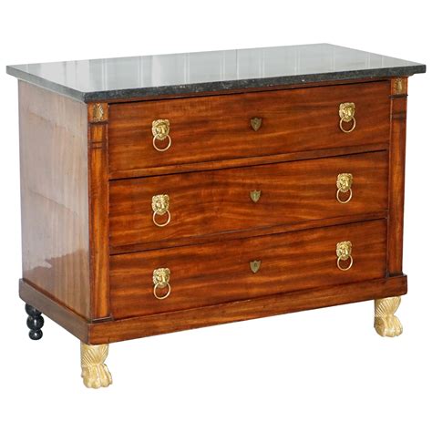 French Marble Top Empire Commode With Paw Feet For Sale At 1stdibs