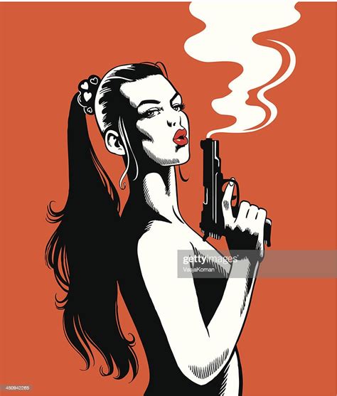 Beautiful Woman With A Smoking Gun High Res Vector Graphic Getty Images