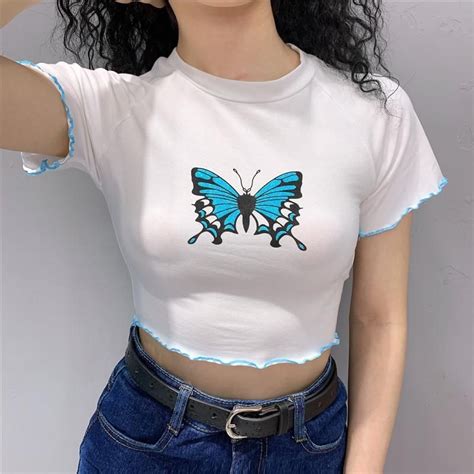 Olivia Butterfly Ruffle Crop Top Teen Fashion Outfits Outfits For