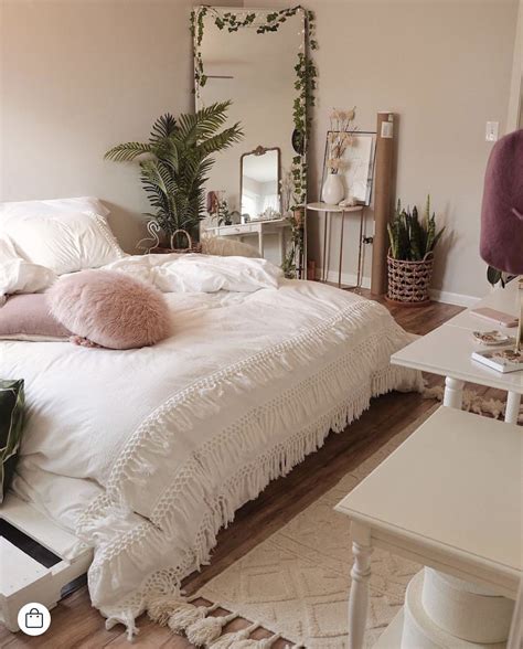 Modern Take On A White Bedroom With Pink Fluffy Scatter Cushion And