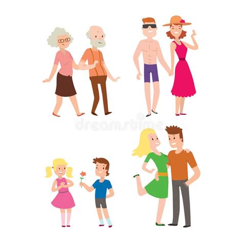 People Happy Couple Cartoon Relationship Characters Lifestyle Vector