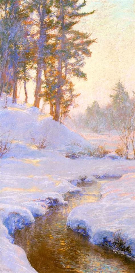Brilliant Light White Snow Winter Painting In Oil Walter Launt