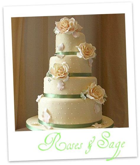 Peach And Sage Wedding Cake