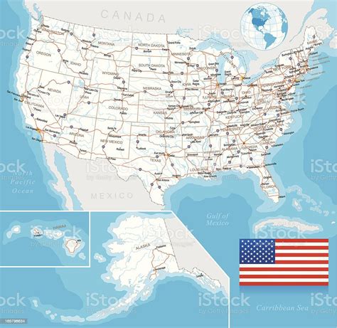 Vector Illustration Of Us Highway Map Layered Stock Illustration