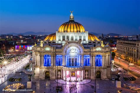 The Exterior Of Mexico Citys Palacio De Bellas Artes At Night