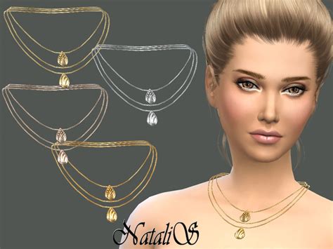 Natalisthree Layer Chain With Pendants The Sims Sims Cc Sims 4