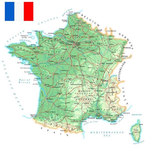 Topographical Map Of France