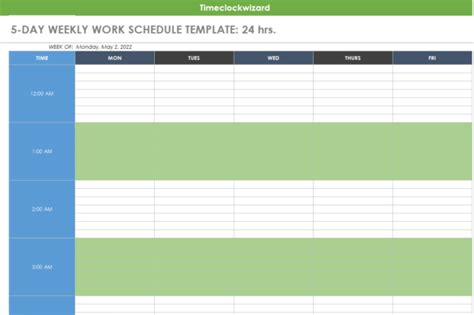 Printable Weekly Employee Schedule Templates Time Clock Wizard