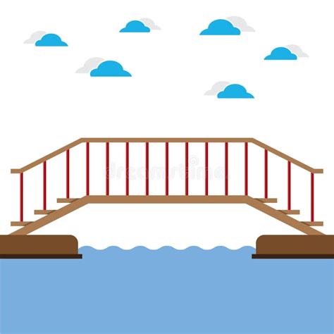 Wooden Bridge Over The River Stock Vector Illustration Of Landscape