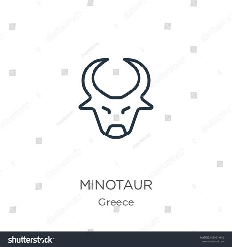 Minotaur Icon Thin Linear Minotaur Outline Stock Vector Royalty Free