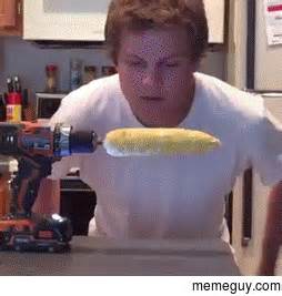 Drill Corn Eating Challenge Meme Guy