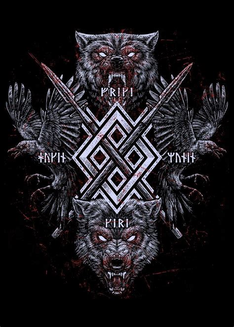 Viking Wolf Ravens Of Odin Poster By Richard Åkers Displate Viking