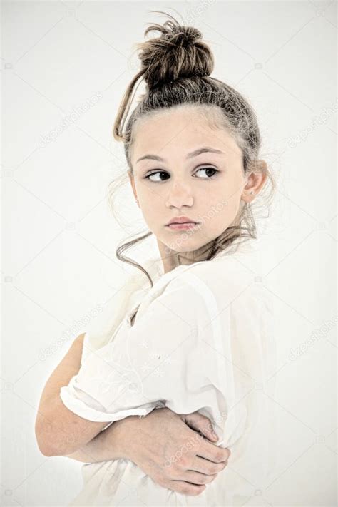 Lonely Sad Tween Girl Portrait Close Up Stock Photo By Duplass