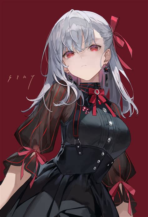 Red Eyes Looking At Viewer Anime Anime Girls Artwork Silver Hair Wallpaper Resolution