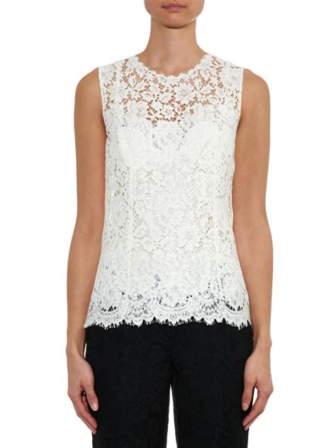 Lyst - Dolce & Gabbana Sleeveless Lace Top in White
