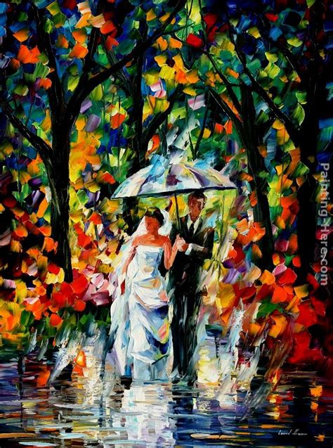 Best oil paintings around the world for your inspiration: Leonid Afremov WEDDING UNDER THE RAIN painting anysize 50% off