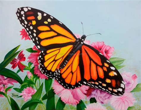 Jimmies Art Monarch Butterfly Oil Painting Finished