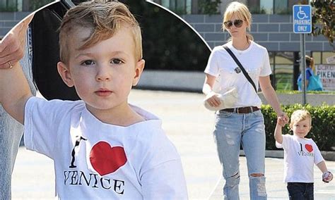 January Jones Son Xander Shows Off Present From Venice Daily Mail Online