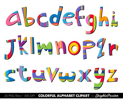 Scrapbooking Alphabet Clipart Color Alphabet Digital Alphabet Etsy