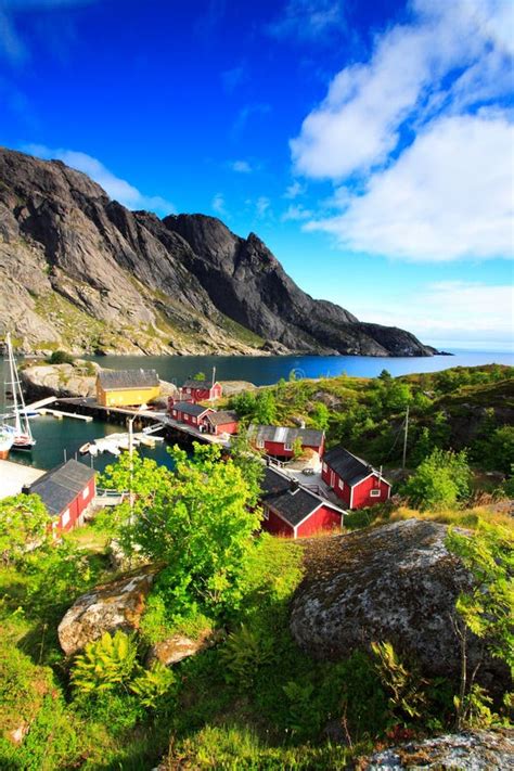 Beautiful Norwegian Landscape Stock Image Image Of Colored Rorbu